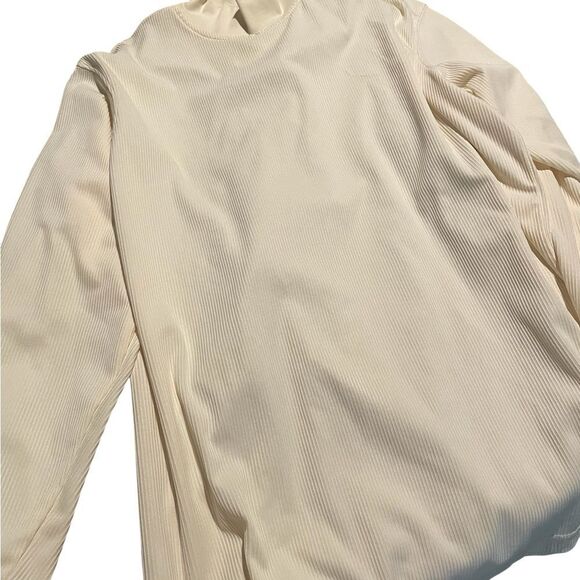 Claiborne Performance Cream Ribbed Long Sleeve mock turtle neck size large - Picture 1 of 2